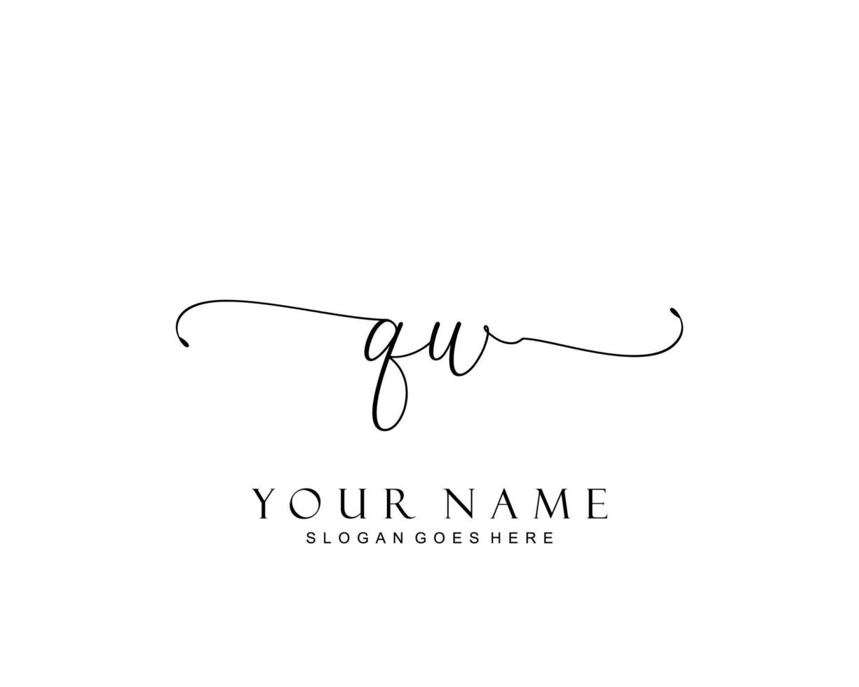 Initial QW beauty monogram and elegant logo design, handwriting logo of initial signature, wedding, fashion, floral and botanical with creative template. vector