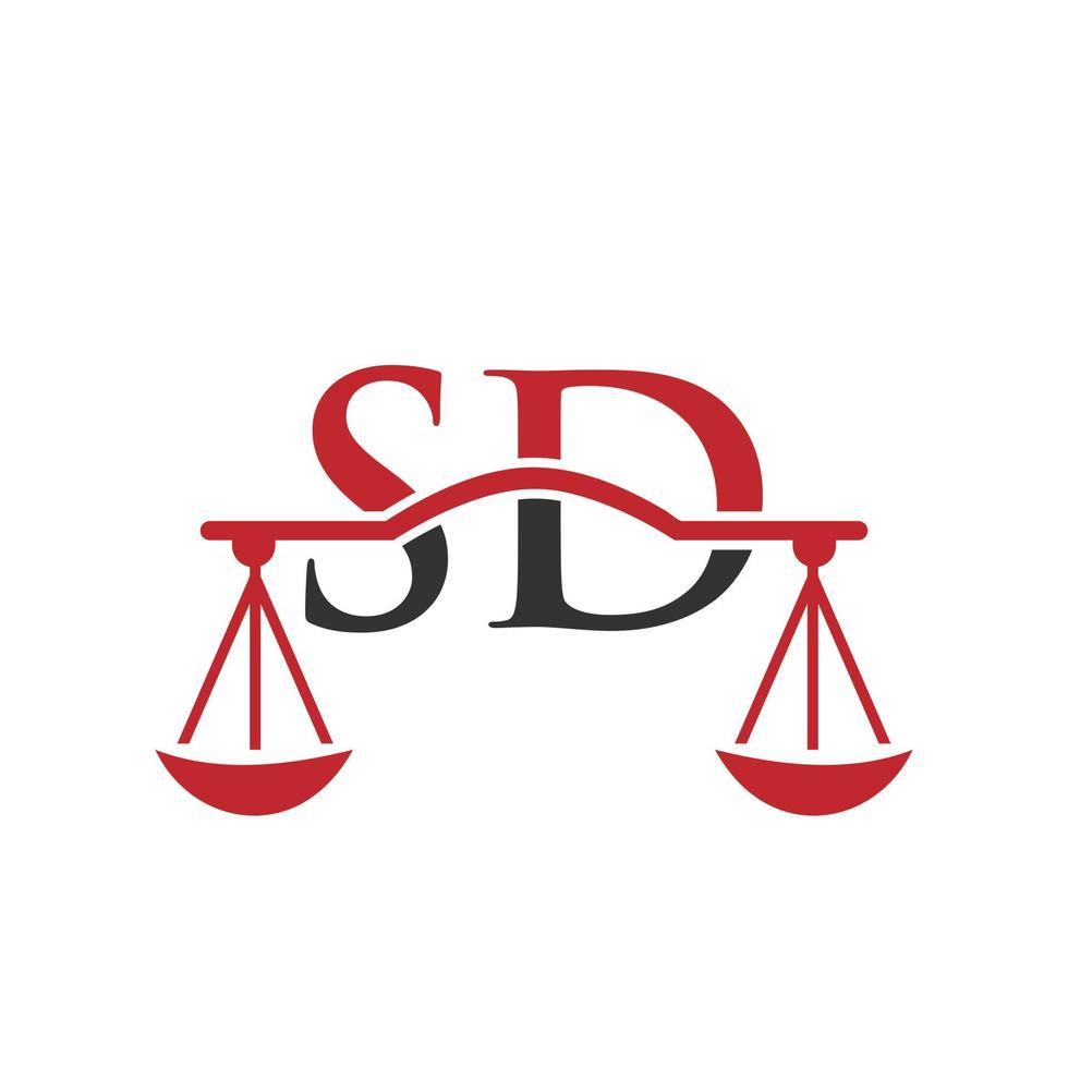 diseño del logotipo de la letra sd del bufete de abogados. signo de abogado de ley vector