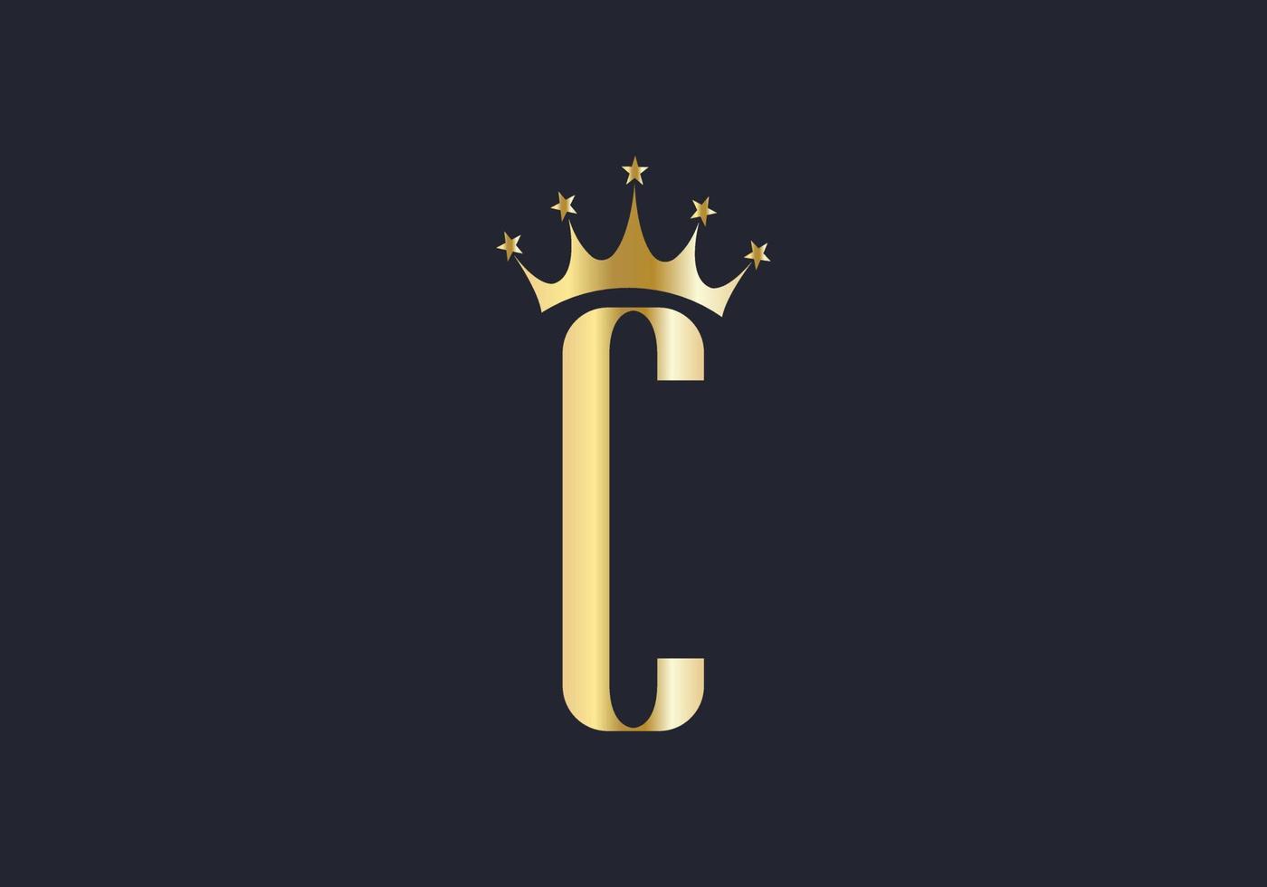 Letter C Crown Logo Design Vector Template