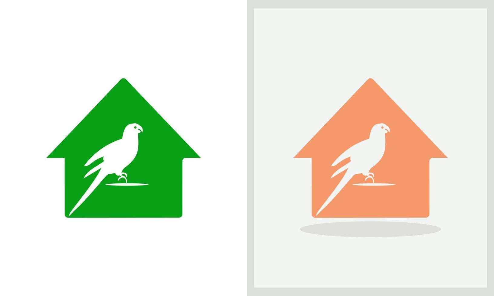 diseño del logo de la casa de loros. logotipo de casa con vector de concepto de loro. diseño de logotipo de loro y hogar