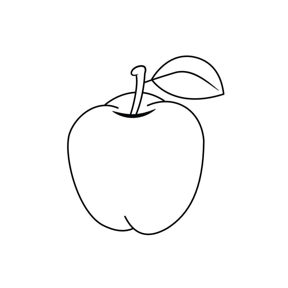 apple fruit outline black and white vector