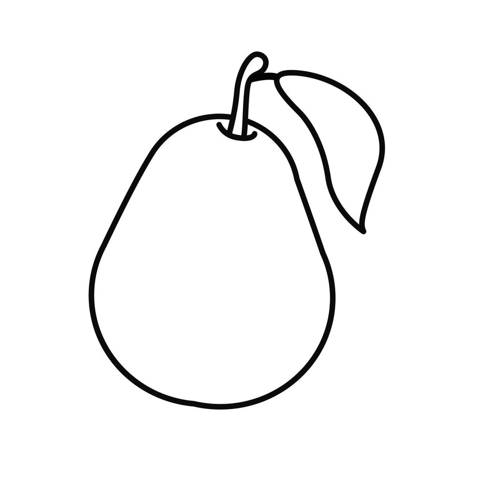 pear fruit outline black and white vector