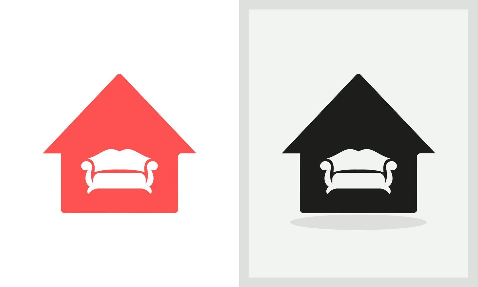 diseño del logo de la casa del sofá. logo de casa con vector de concepto de sofá. diseño de logotipo de sofá y casa