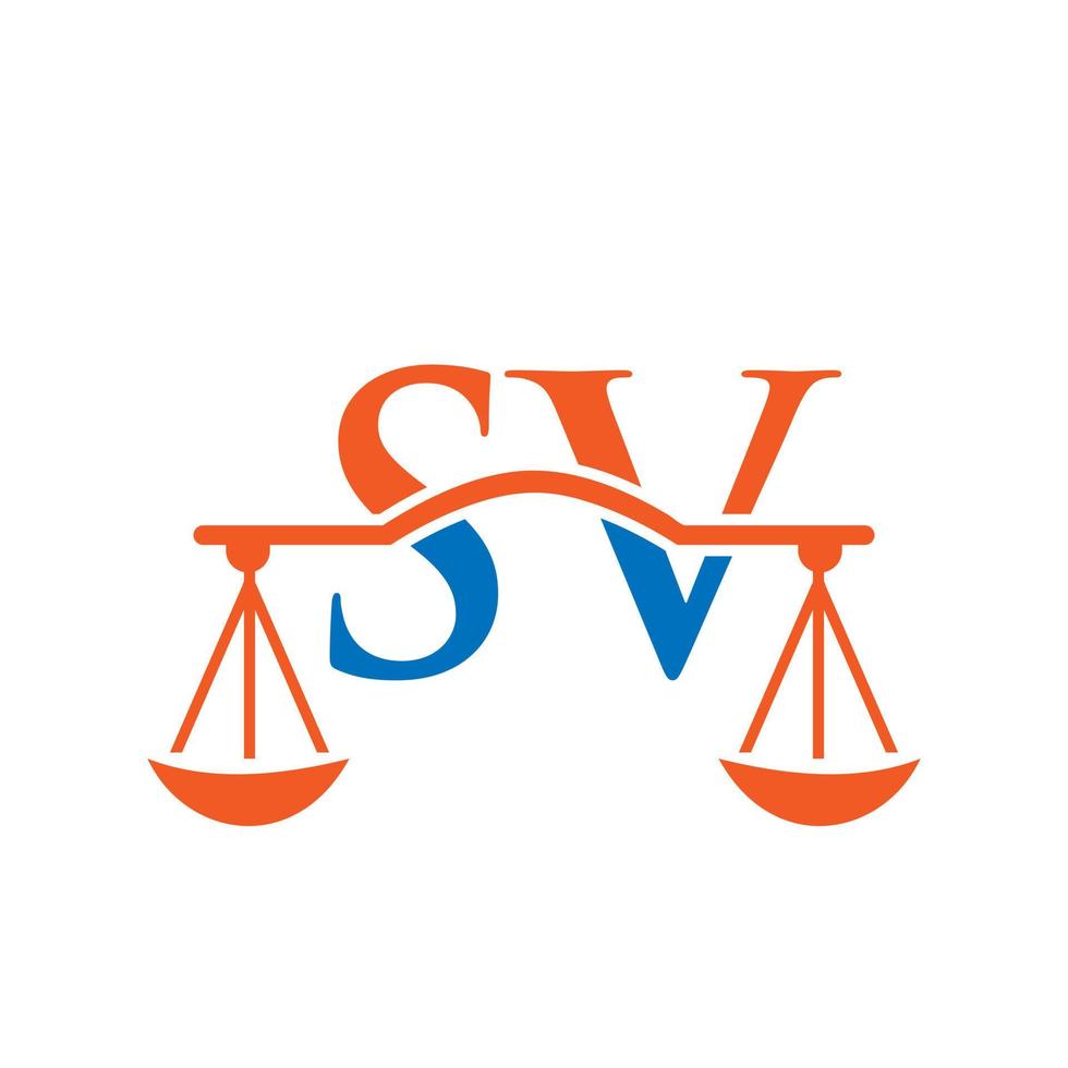 Law Firm Letter SV Logo Design. Law Attorney Sign vector