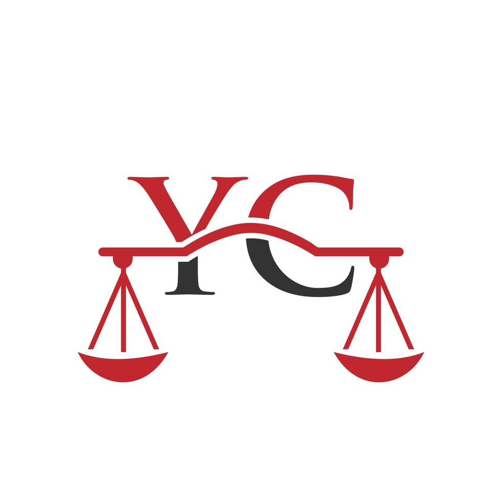 diseño del logotipo yc de la carta del bufete de abogados. signo de abogado de ley vector