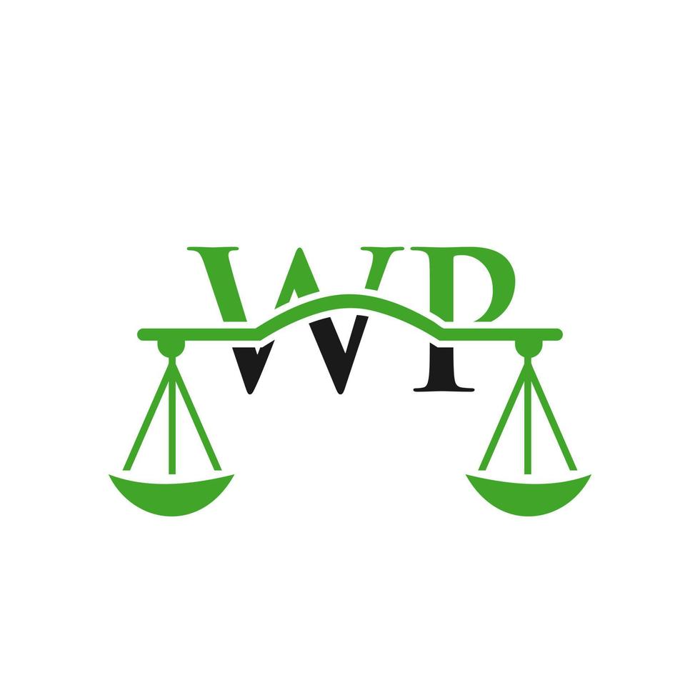 Law Firm Letter WP Logo Design. Law Attorney Sign vector