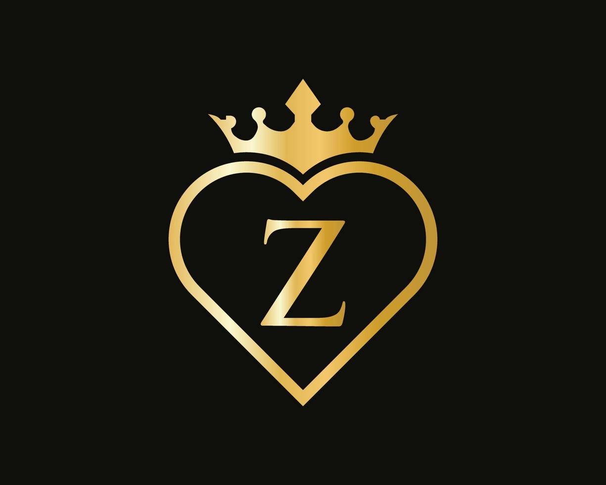 logotipo de la letra z con forma de corona y amor vector