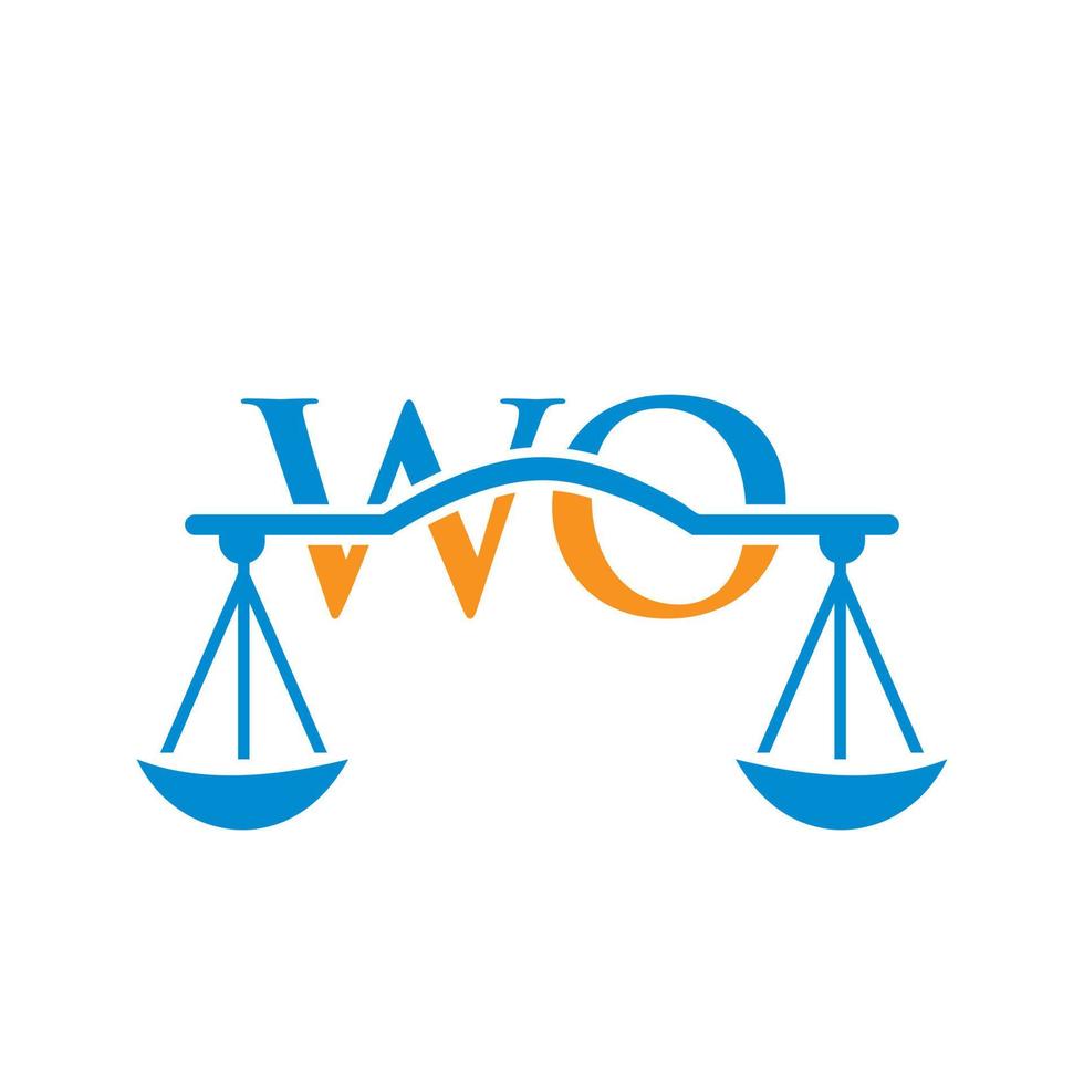 Law Firm Letter WO Logo Design. Law Attorney Sign vector