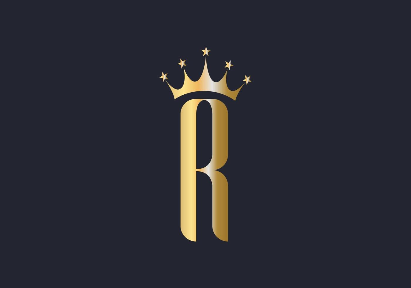 Letter R Crown Logo Design Vector Template