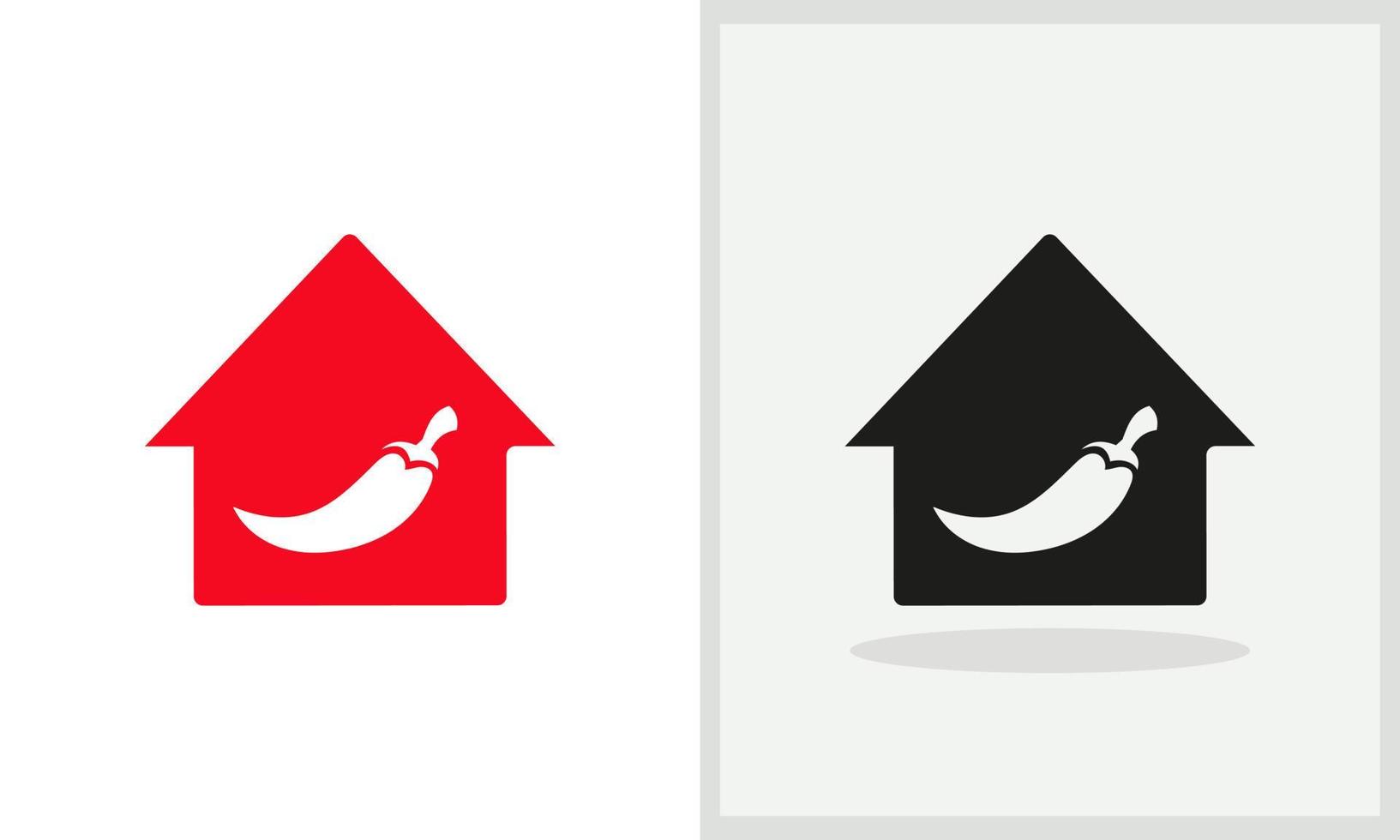 diseño del logotipo de la casa de chile. logo de casa con vector de concepto de chile caliente. diseño de logotipo de chile y hogar