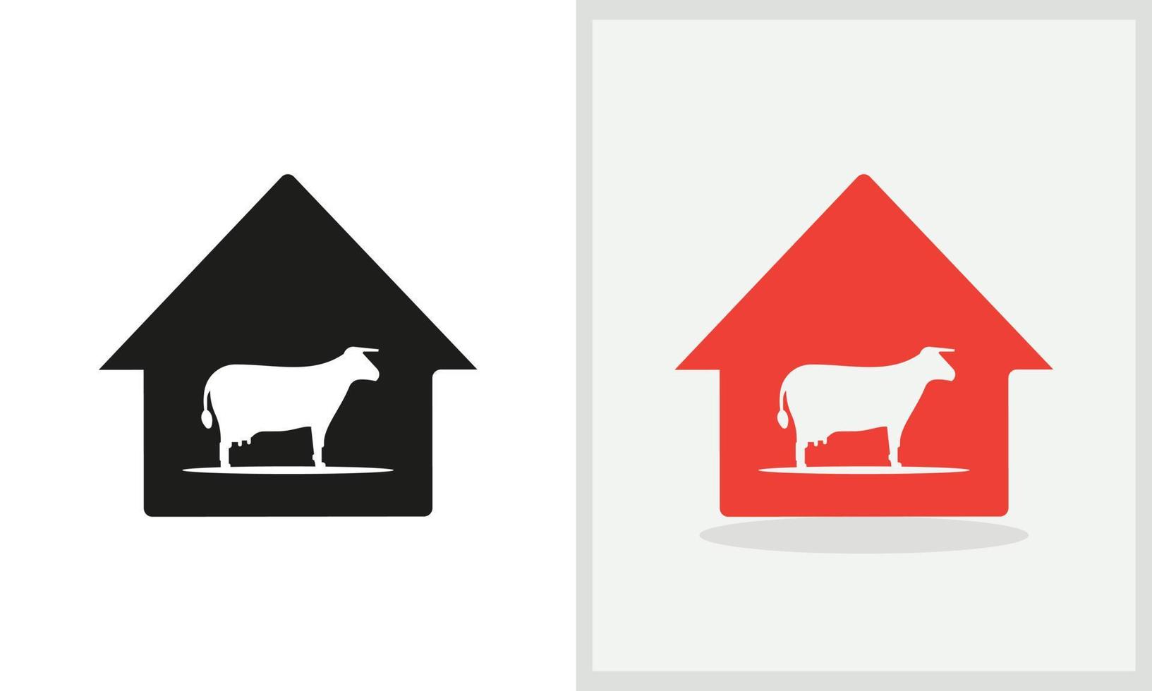 diseño del logo de la casa de la vaca. logotipo de agricultura con vector de concepto de vaca. diseño de logotipo de vaca y hogar