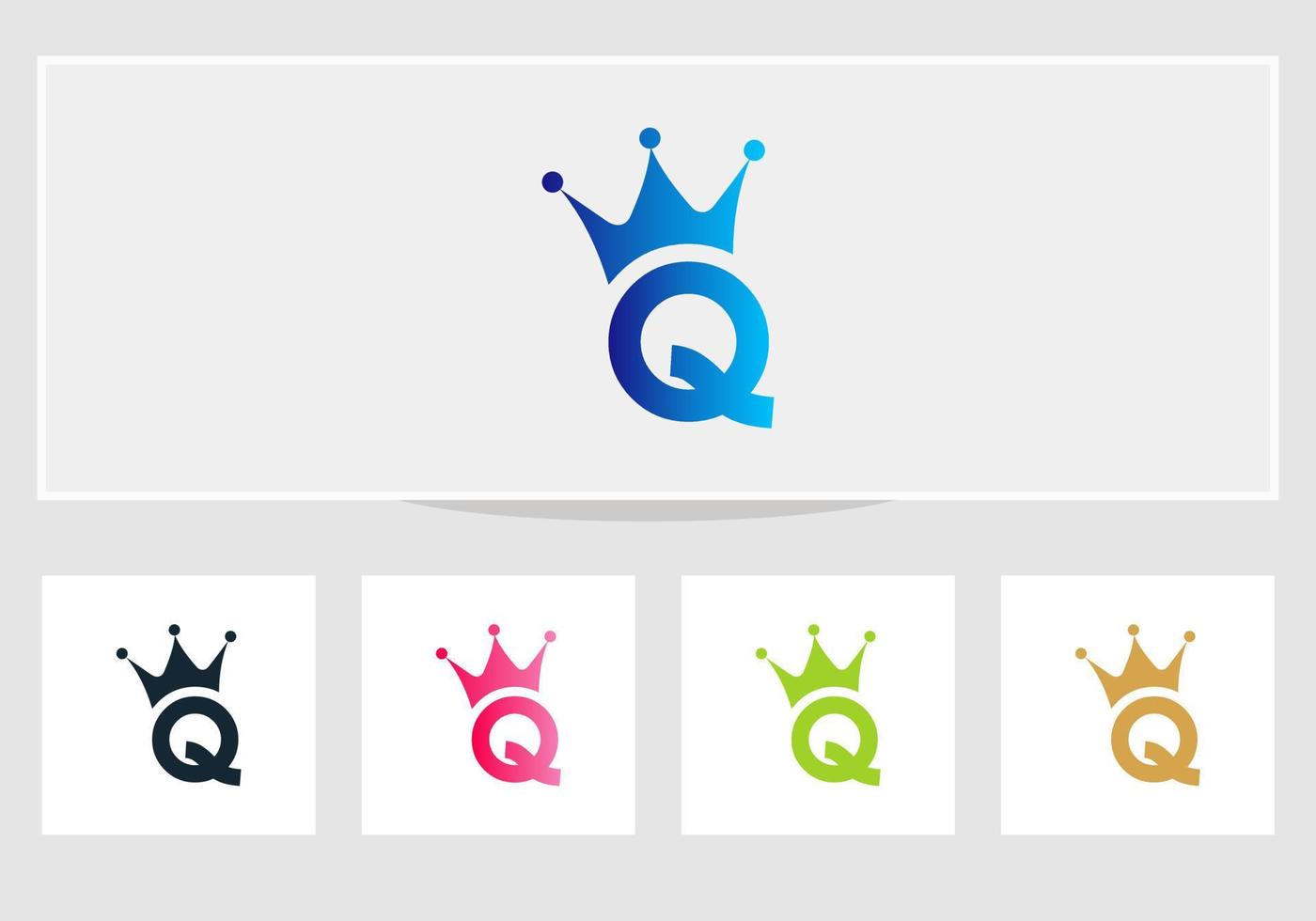 diseño del logotipo de la corona de la letra q vector