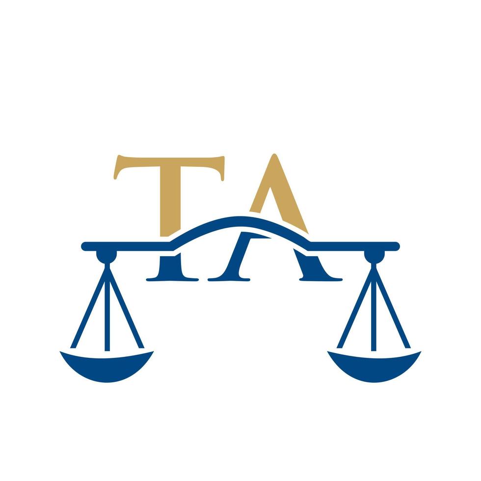 diseño del logotipo de la letra ta del bufete de abogados. signo de abogado de ley vector