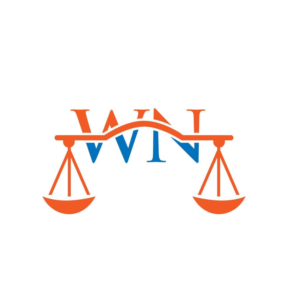 diseño del logotipo wn de la carta del bufete de abogados. signo de abogado de ley vector