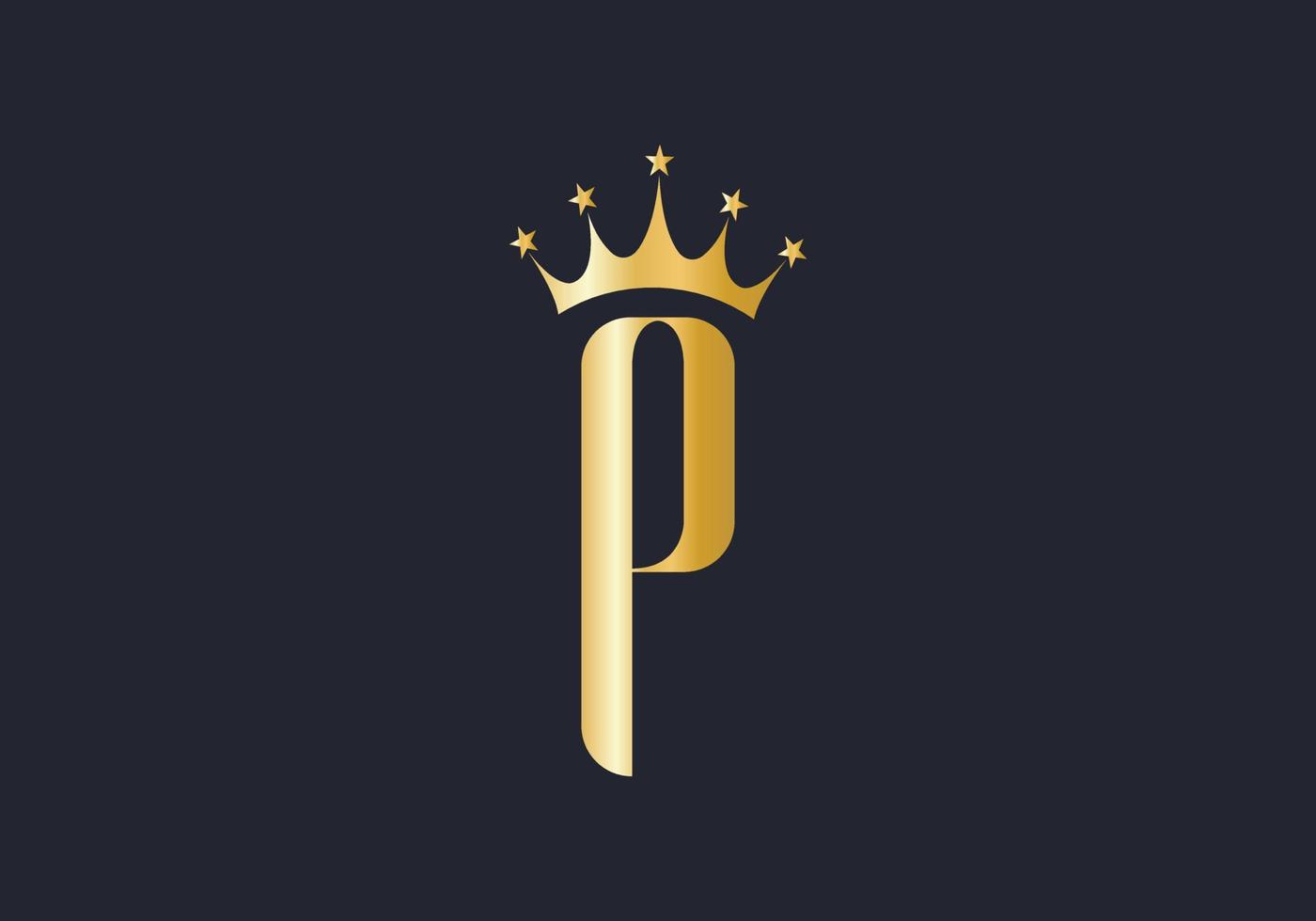 plantilla de vector de diseño de logotipo de corona de letra p