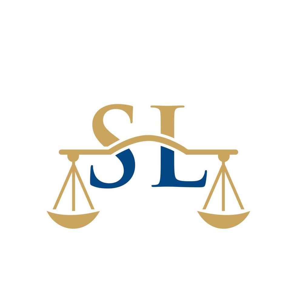 Law Firm Letter SL Logo Design. Law Attorney Sign vector