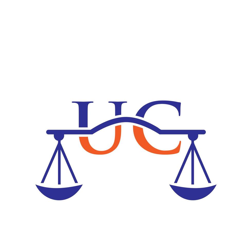 diseño del logotipo de la carta del bufete de abogados uc. signo de abogado de ley vector