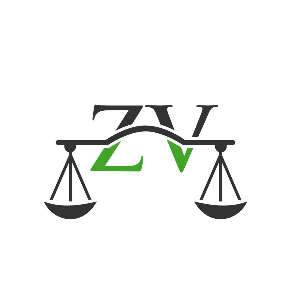 diseño del logotipo de la letra zv del bufete de abogados. signo de abogado de ley vector