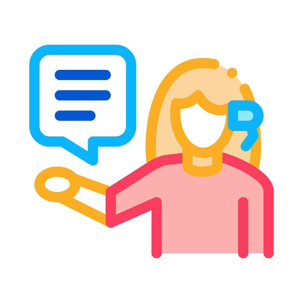 woman verbal help by phone icon vector outline illustration