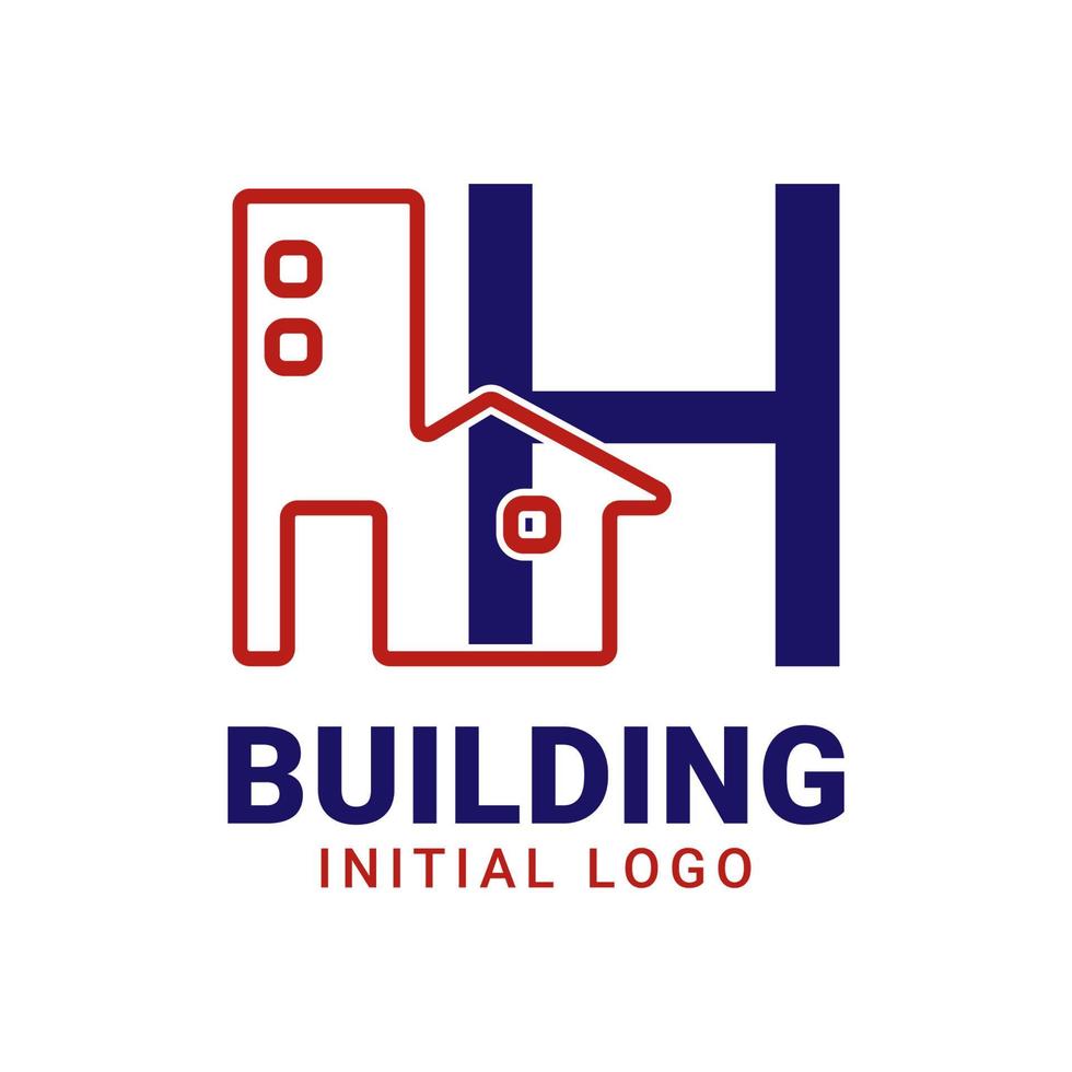 diseño inicial del logotipo del vector del edificio de la letra h