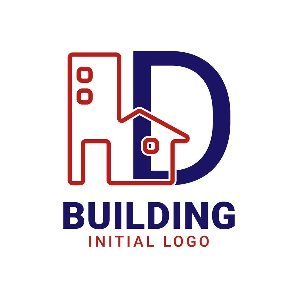 letter D building initial vector logo design