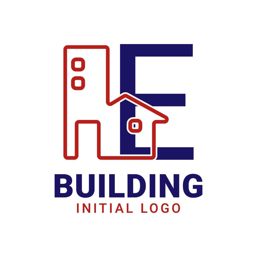 diseño inicial del logotipo del vector del edificio de la letra e