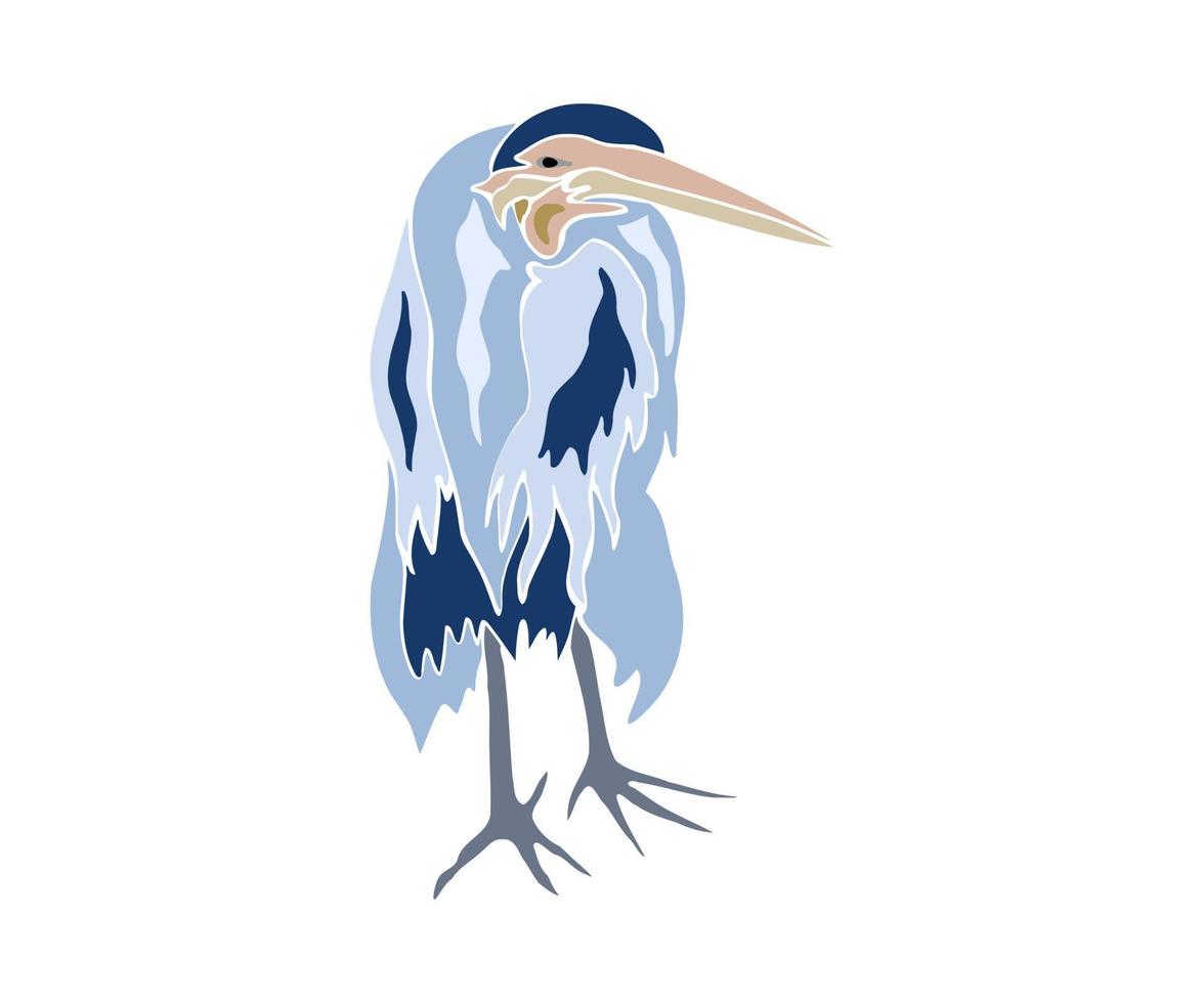 pájaro garza de color azul de pie vector