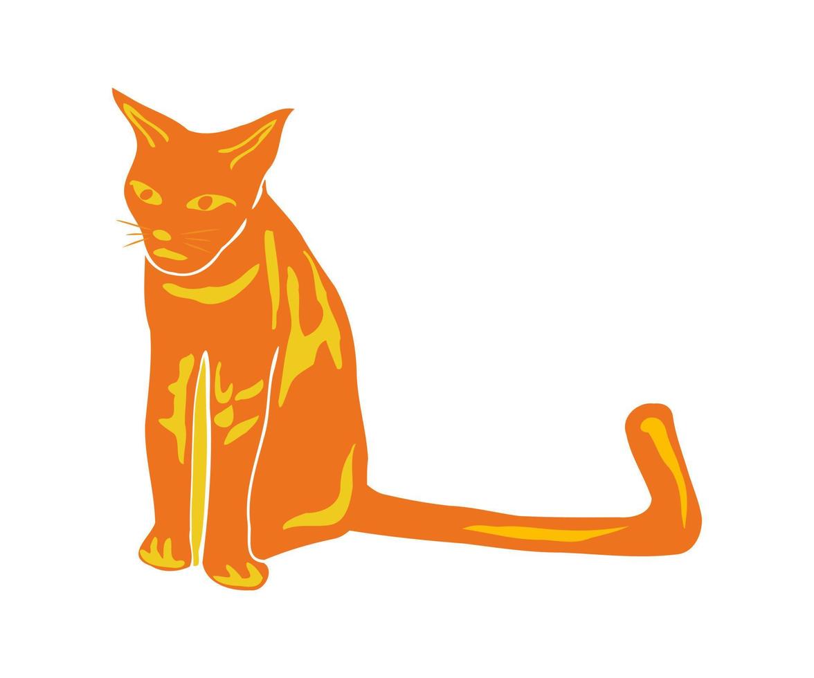 gato color naranja sentado vector