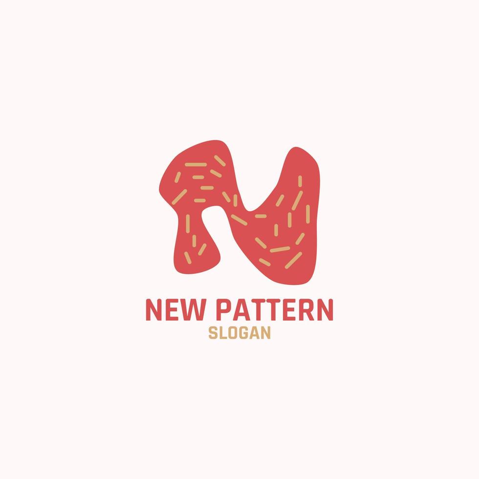Punchy abstract logo in the shape of the letter N with a stripe pattern. vector