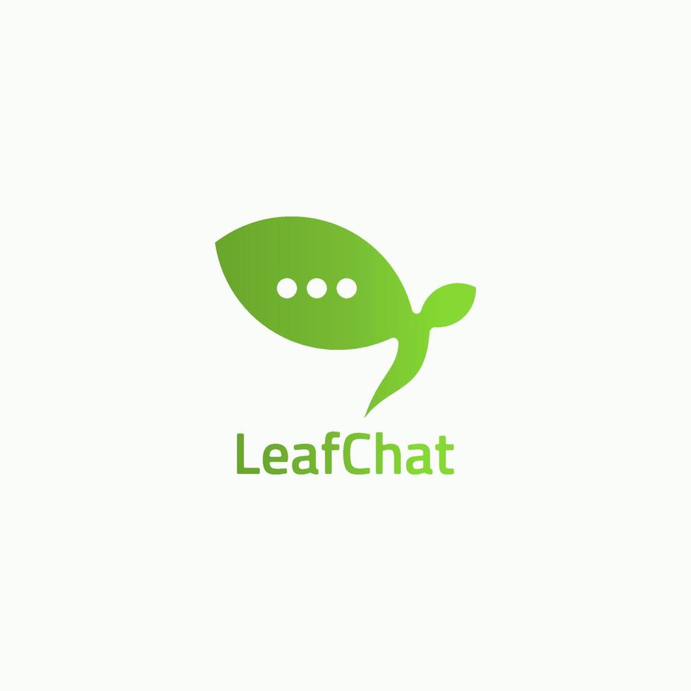 Mobile chat app logo with green leaf shape. vector