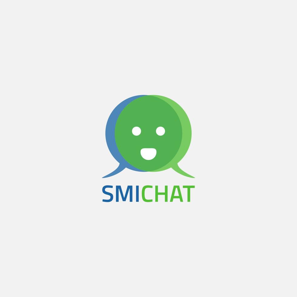 Chatting app logo with legged emoticon shape. vector