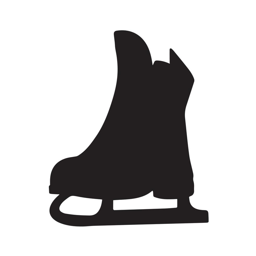 One single skate shoe vector icon silhouette illustration isolated on white background. Side view sport equipment drawing with clean simple flat art shape.