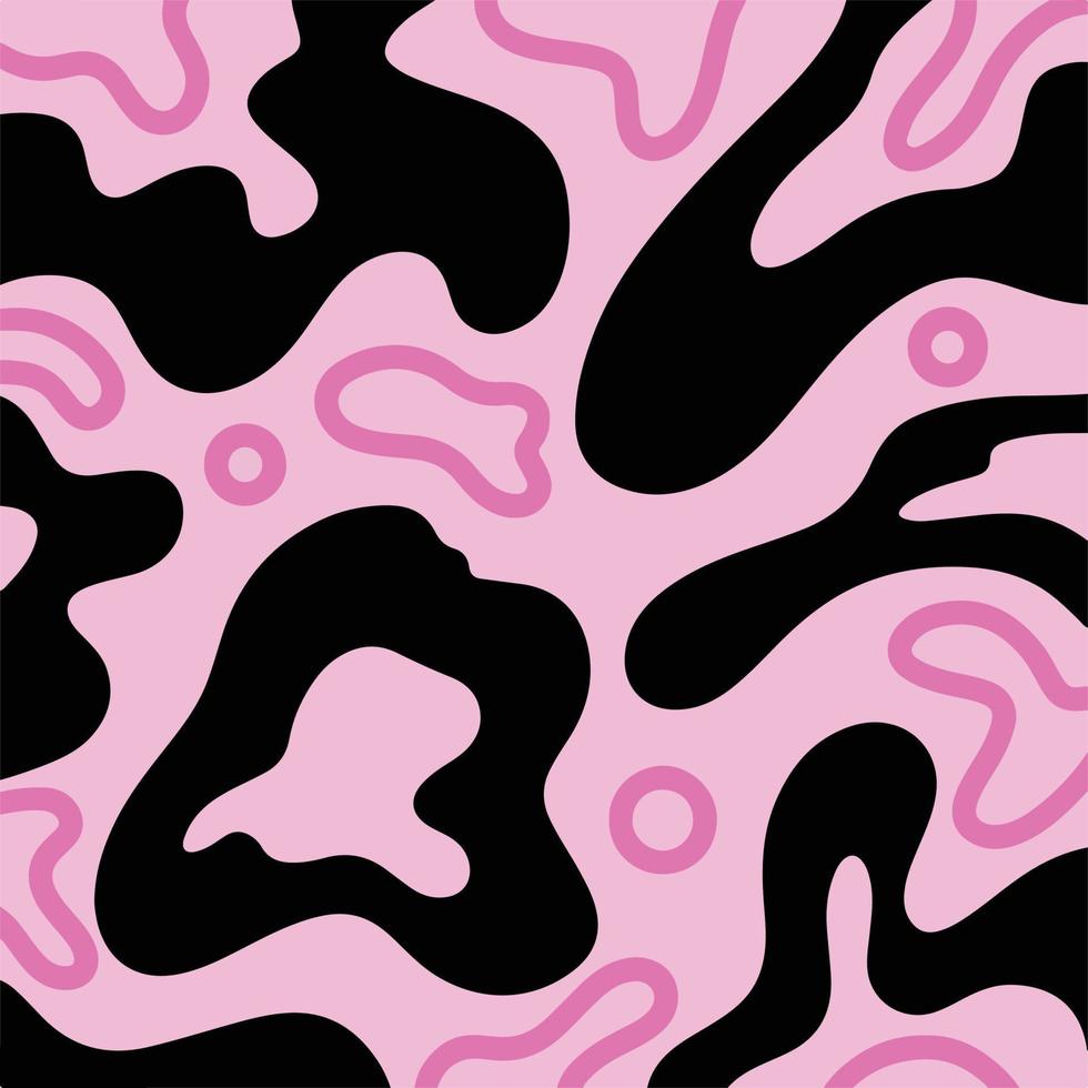 Black and pink colored vector swirling random decorative pattern shape illustration isolated on square template. Simple flat full colored wallpaper for paper print, textile print social media post.