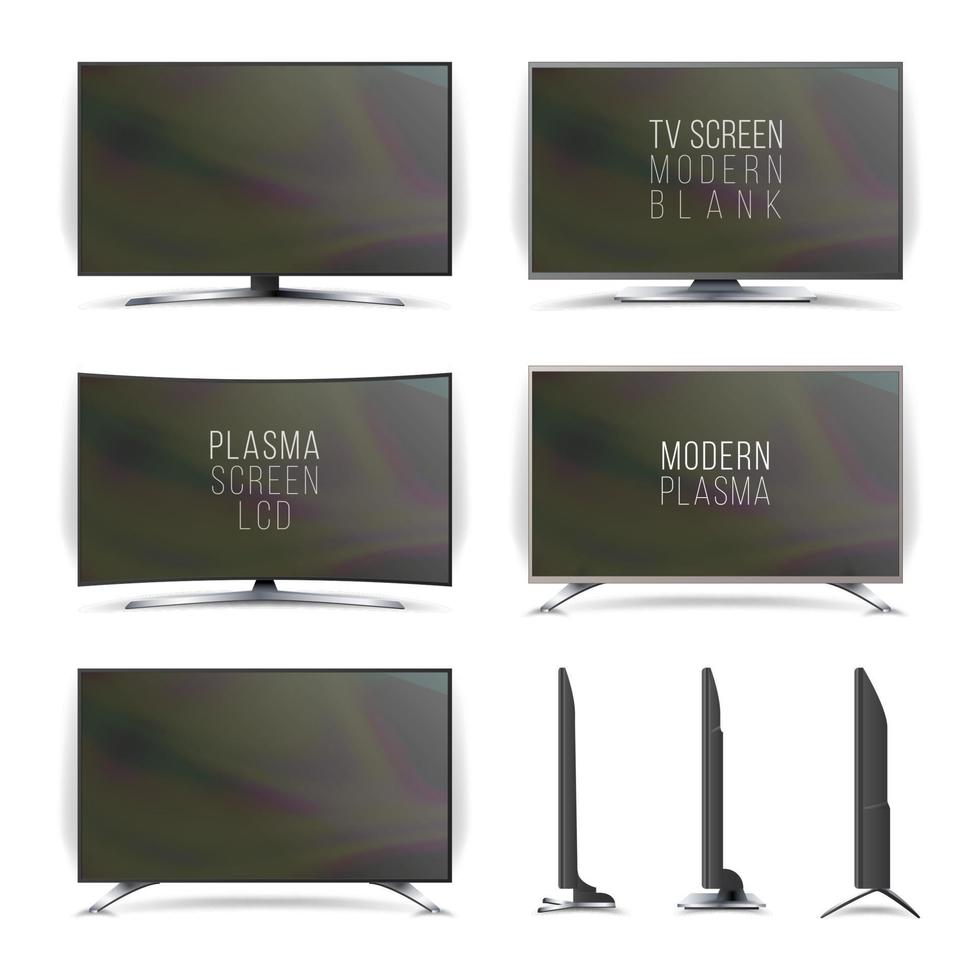 Screen Lcd Plasma Vector. Television Set. vector