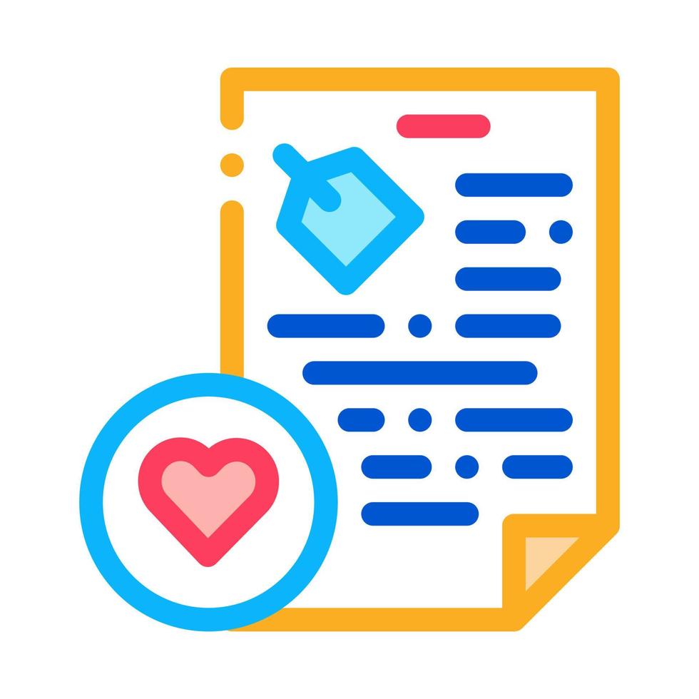 Document Heart Icon Vector Outline Illustration