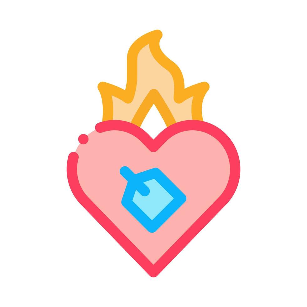 Burning Heart Icon Vector Outline Illustration