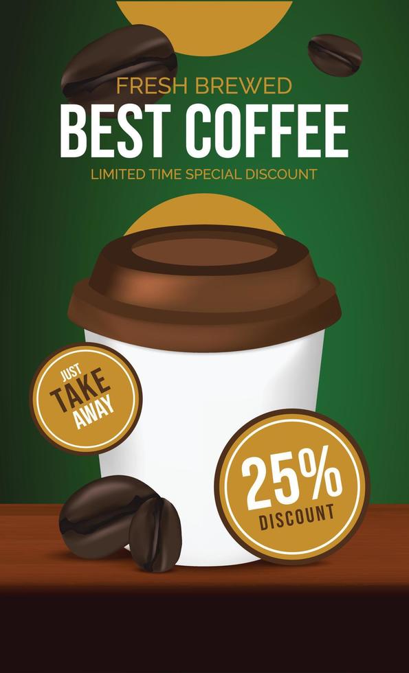 Takeaway Coffee advert banner vector vertical template