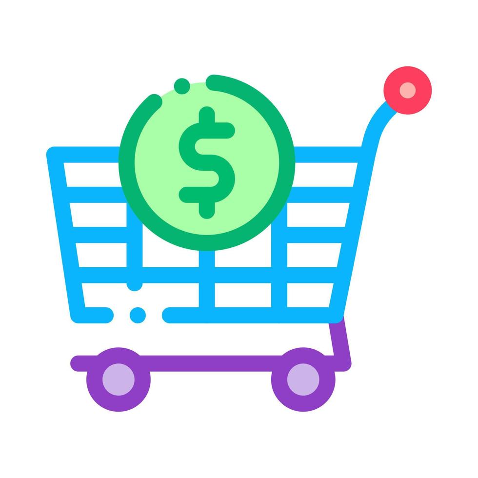 Shop Cart Dollar Icon Vector Outline Illustration