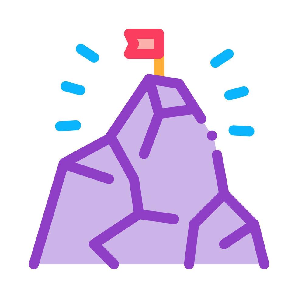 Flag On Mountain Icon Vector Outline Illustration