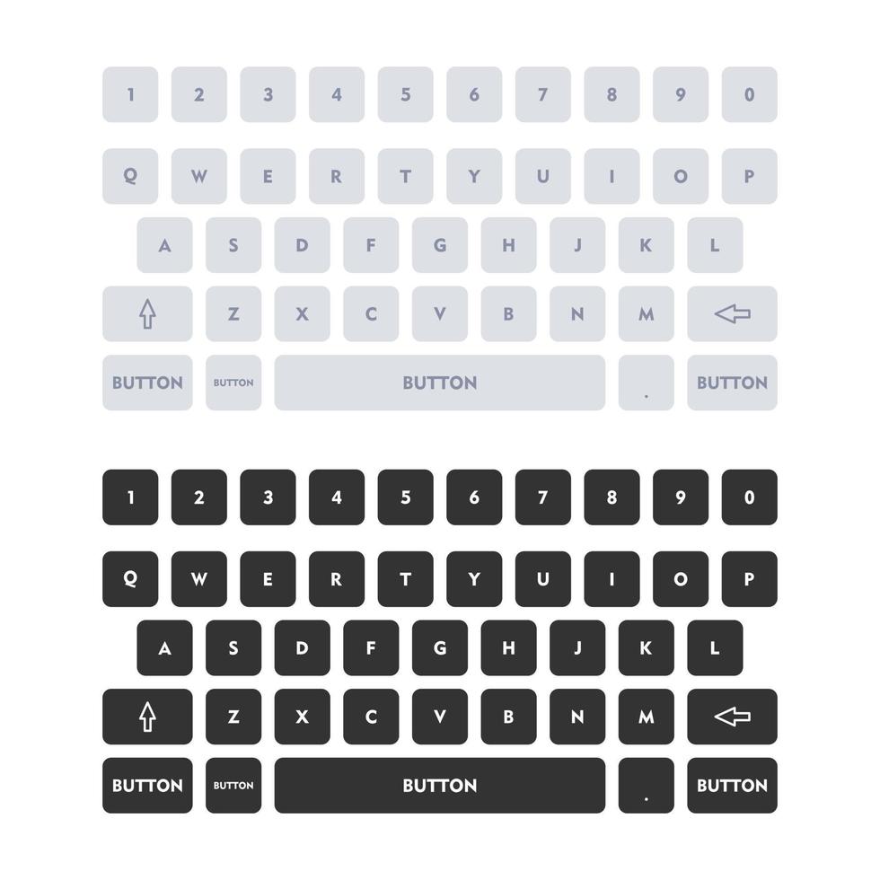 Keyboard template in touchscreen device with numbers and letters. vector