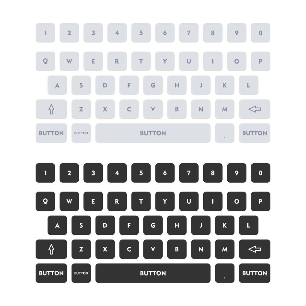 plantilla de teclado en dispositivo de pantalla táctil con números y letras. vector