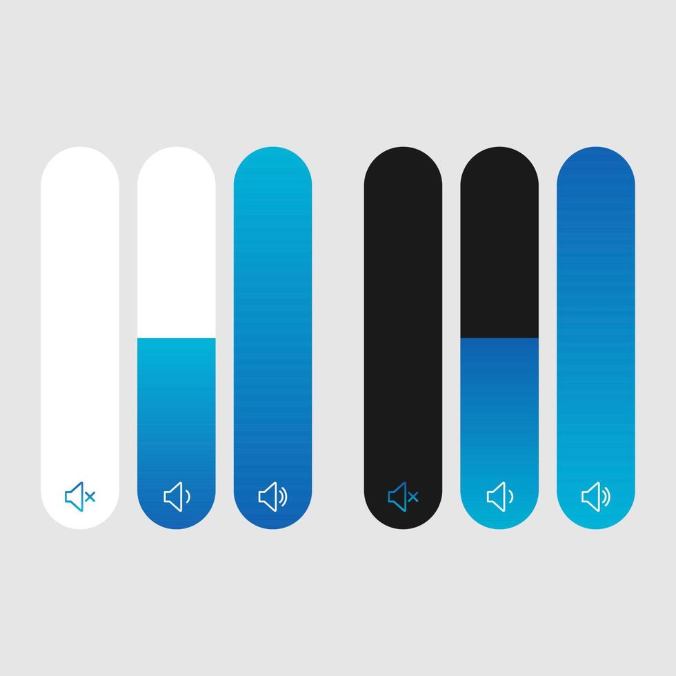 Blue volume indicator in light and dark versions. Created for applications, players and level visualization. vector