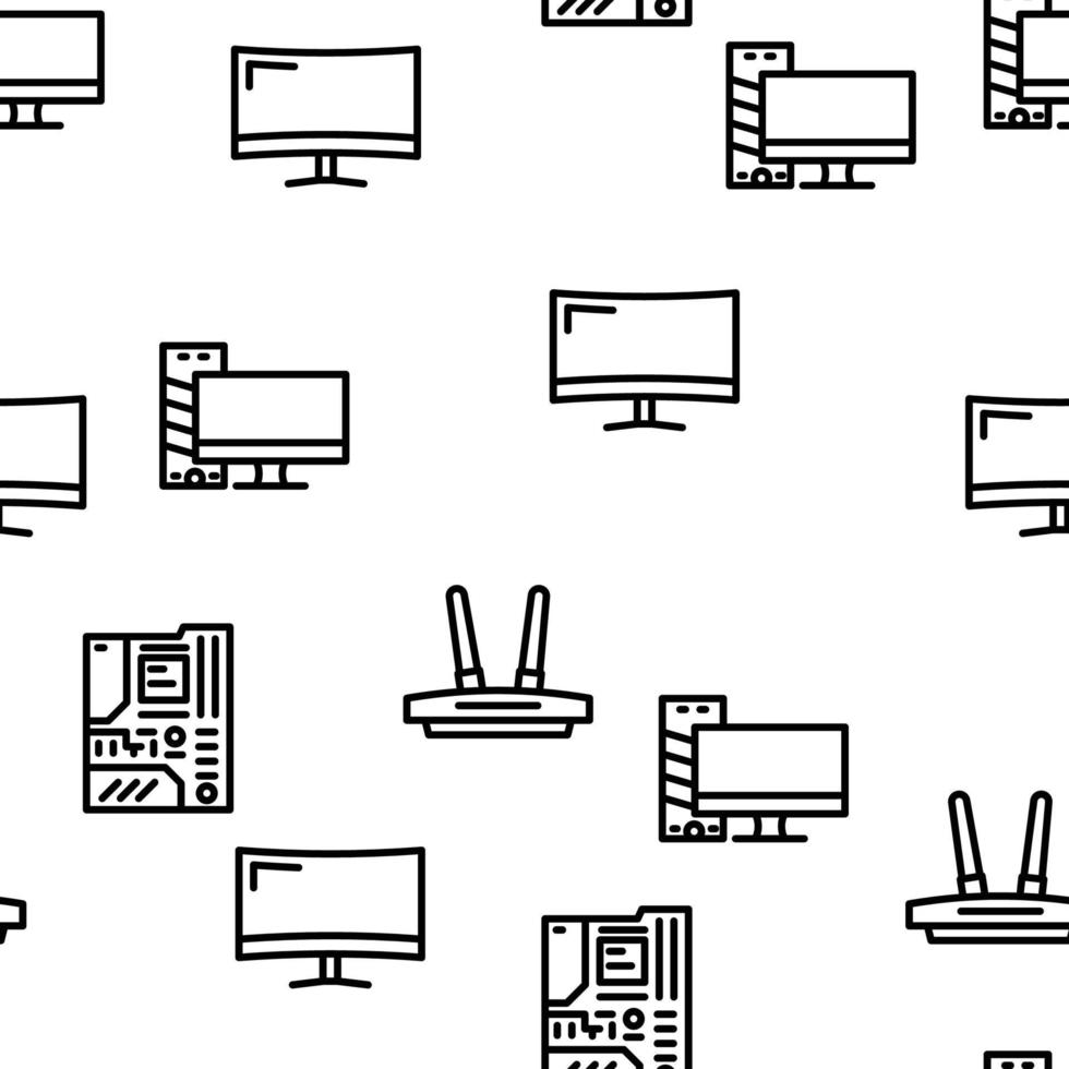 Computer Accessories And Parts Vector Seamless Pattern