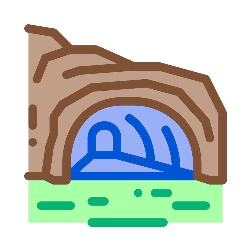 ilustración de contorno de vector de icono de garganta de cueva de montaña