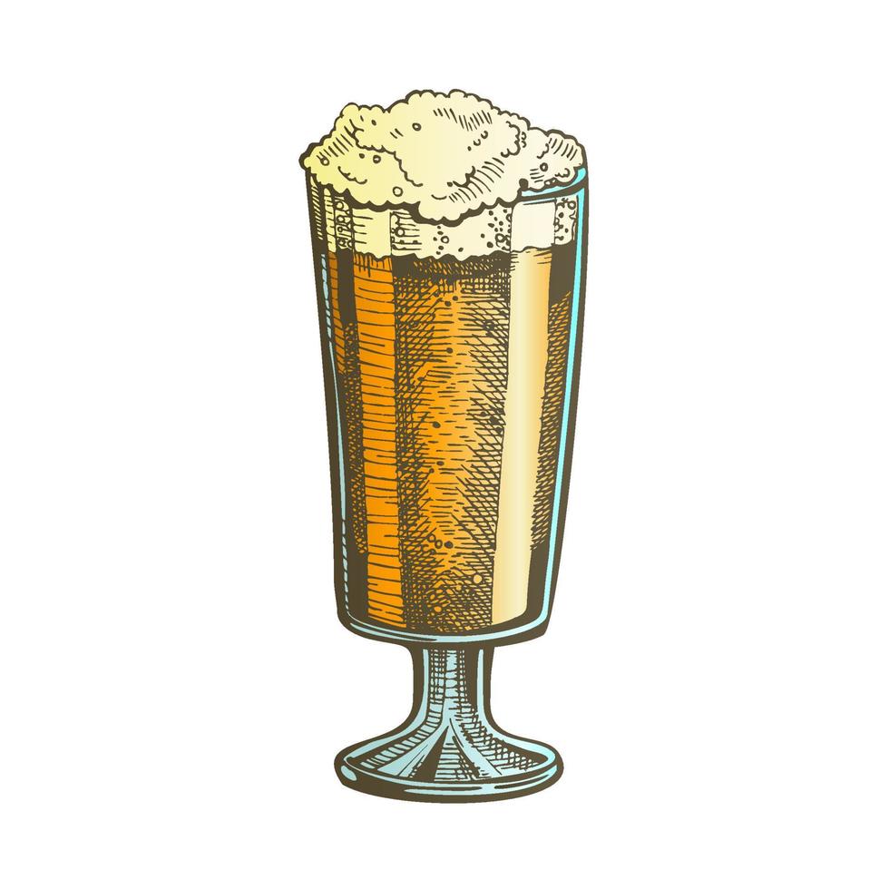 Hand Drawn Color Glass With Froth Bubble Beer Vector