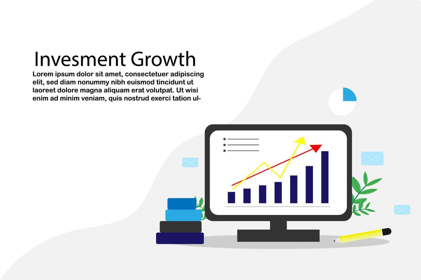 Vector concept digital startup marketing strategy graph with goal business at monitor screen