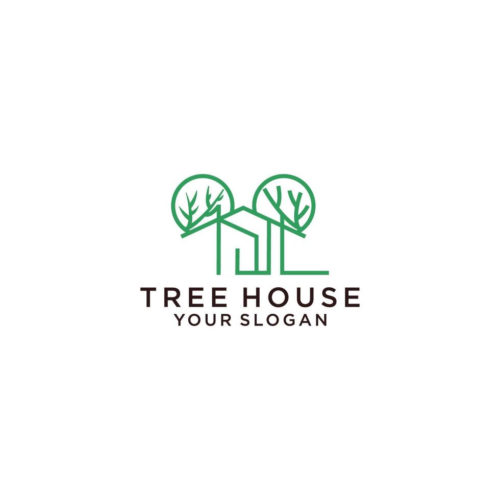 plantilla de vector de diseño de logotipo de casa de árbol