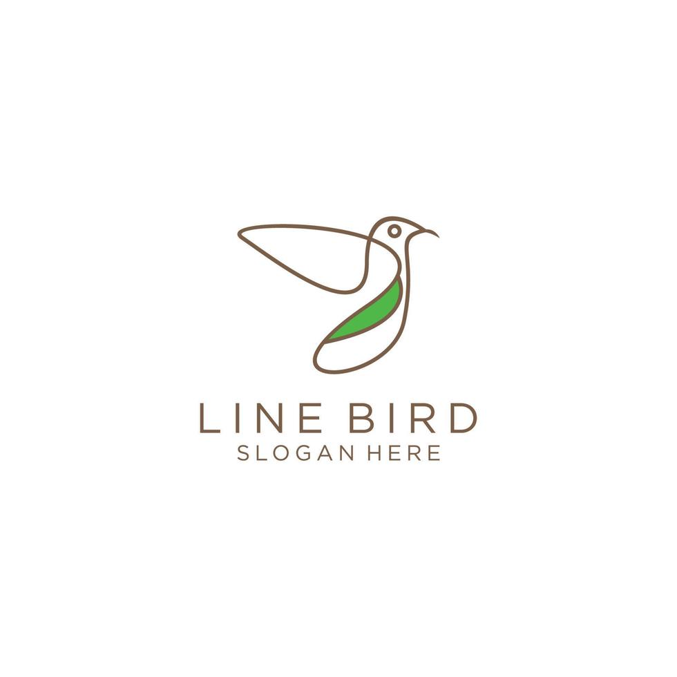 plantilla de vector de diseño de logotipo de icono de línea de pájaro.