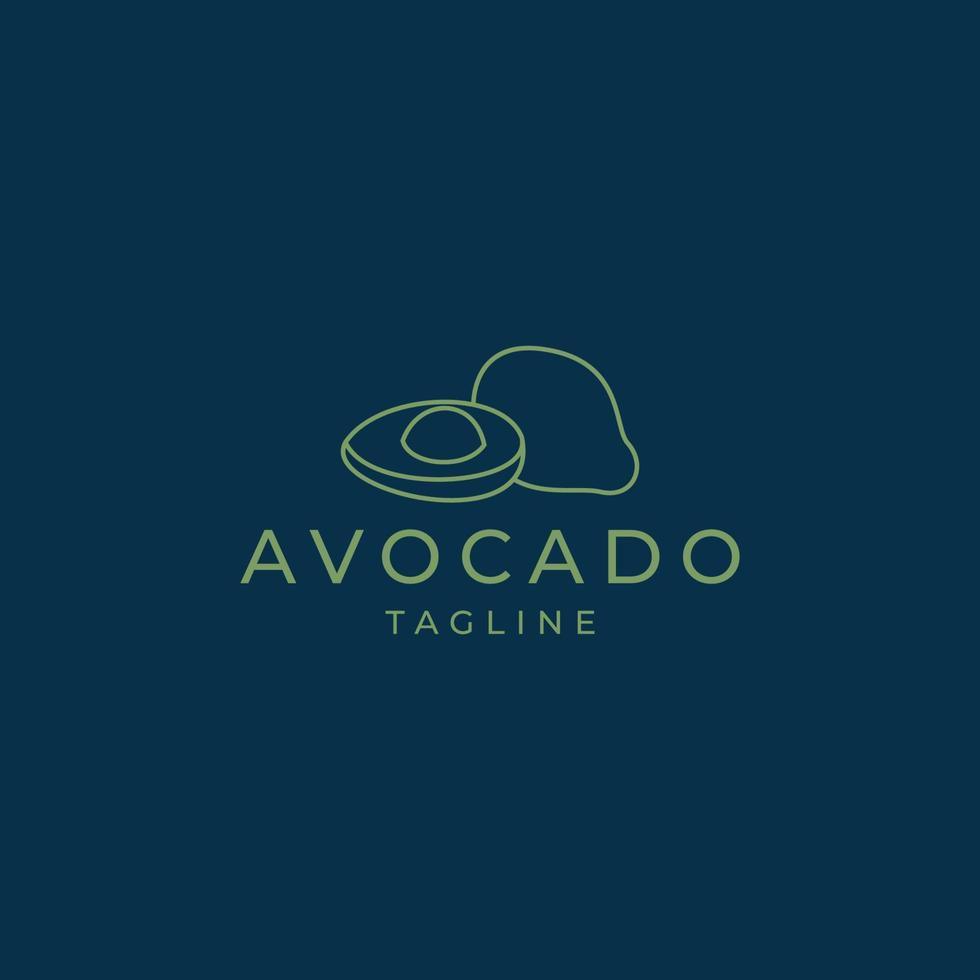 Avocado fruit line art flat logo icon design vector template