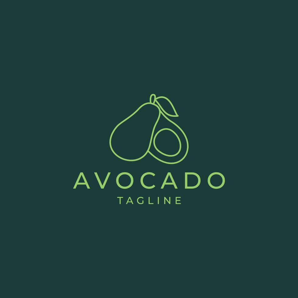 aguacate fruta línea arte plano logotipo icono diseño vector plantilla